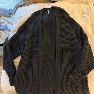 Free People Black Textured Cardigan